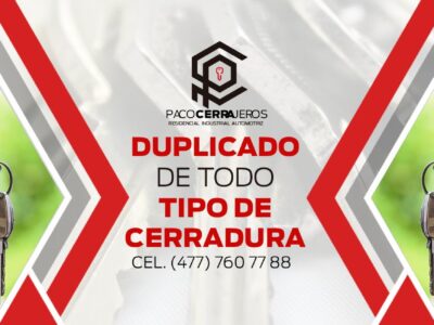Cerrajeros en León, Apertura de Puertas, Duplicado, Cerrajería paco 24 Horas